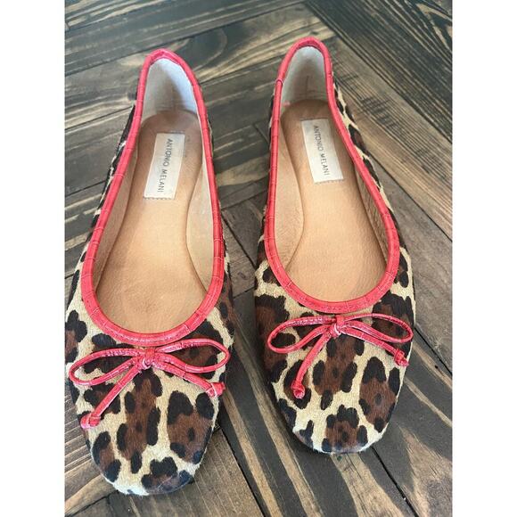 Antonio Melani Baird Calf Hair Animal Print Women 6 Slip On Flats Preppy Mobwife - Picture 10 of 10